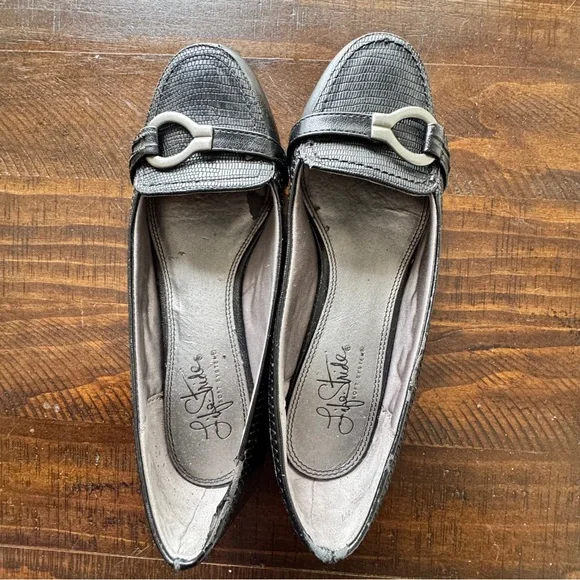 Soft Style Black Slip-On Loafer with Silver Buckle Detail - Picture 6 of 12